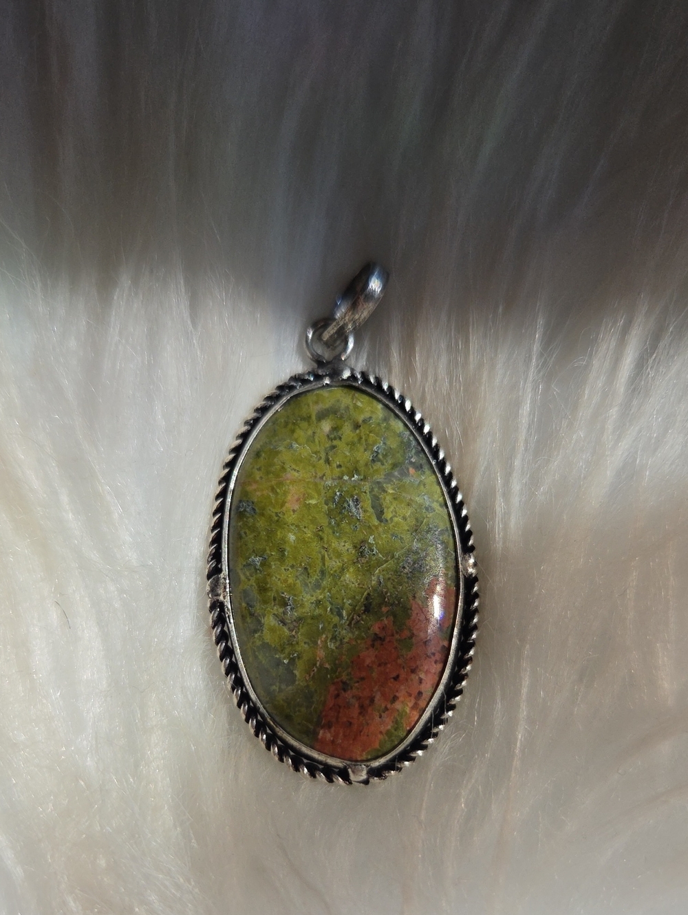 Unakite Silver Plated 925 Gemstone Necklace Pendant
